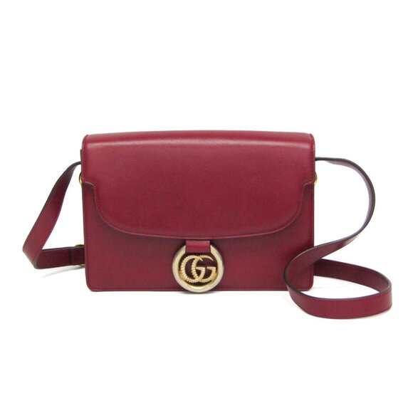 GUCCI Red Leather GG Marmont Shoulder Bag - Picture 1 of 16